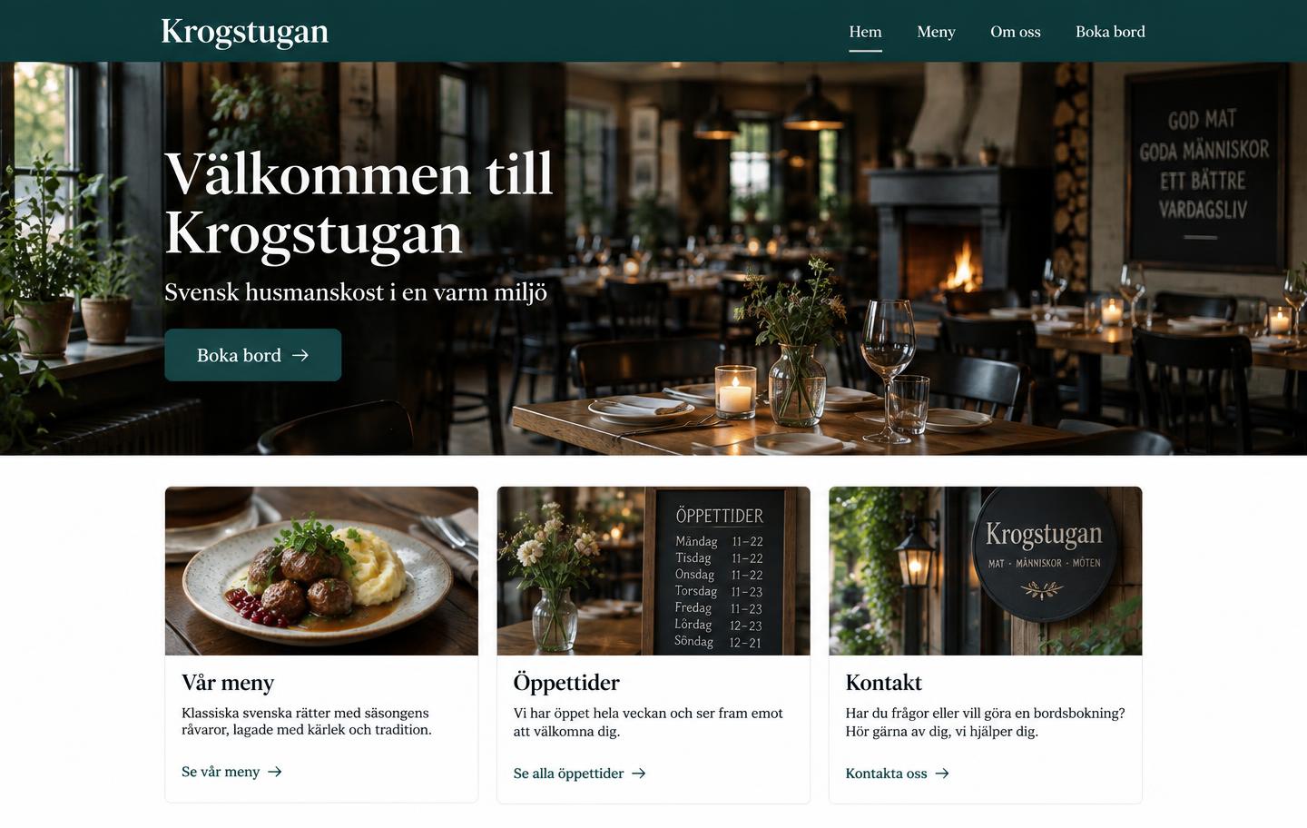 Förslag på startsida för Krogstugan
