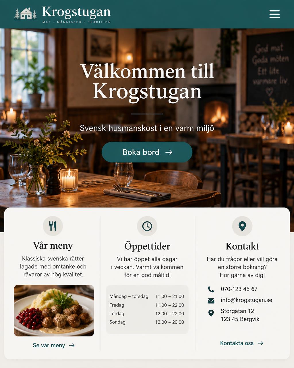 Exempel på en modern restauranghemsida